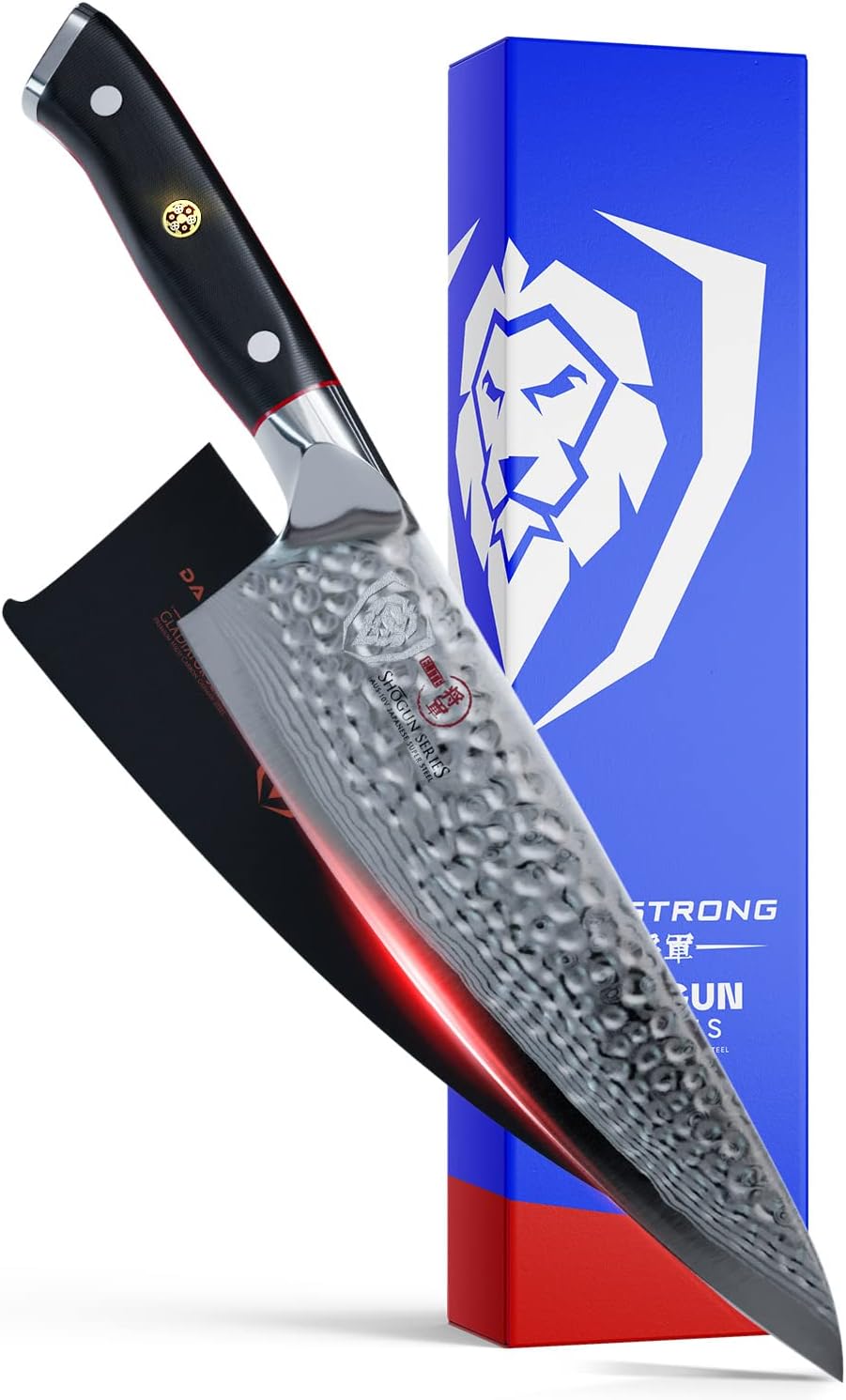 DALSTRONG Chef Knife - 8 inch Blade - Shogun Series ELITE - Damascus - Japanese AUS-10V Super Steel - G10 Black Handle - Razor Sharp Kitchen Knife - Professional Full Tang Knives Chefs Knife - Sheath