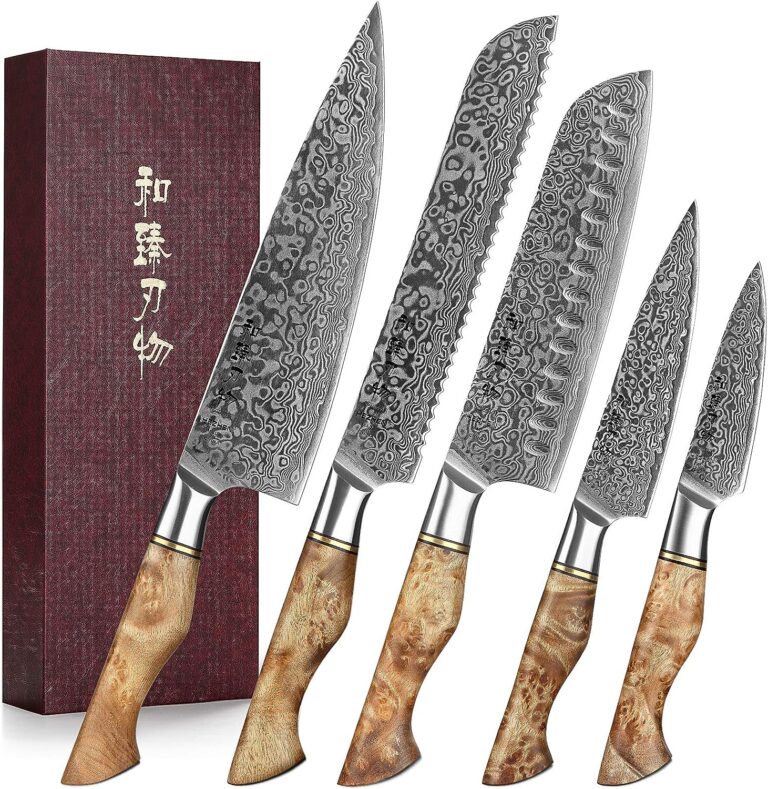 HEZHEN Damascus Steel Kitchen Knives Set Review – Set of 5