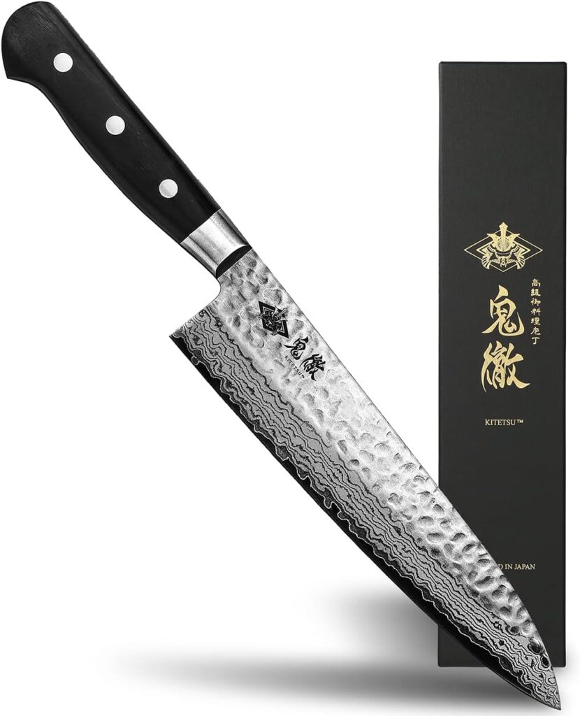 KITETSU Crafted in SEKI CITY JAPAN Hammered Damascus 67 Layers VG10 Japanese Superior Stainless Blade Steel Material Japanese Chef Knife Gyutou 8 (210mm)