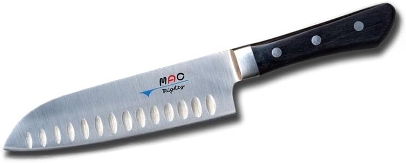 Mac Knife MSK-65 Professional Hollow Edge Santoku Knife, 6-1/2-Inch, Silver