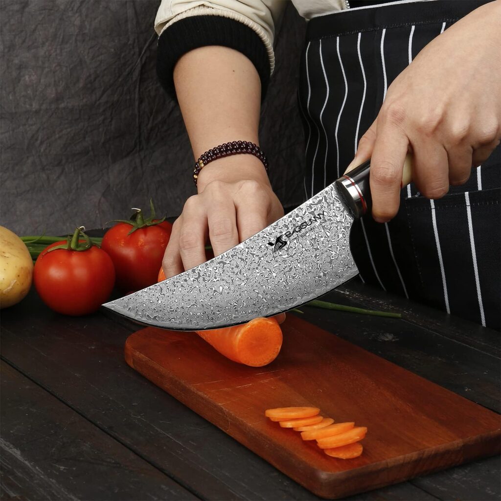 MSY BIGSUNNY Knife Set, 5 - pieces, 67 Layers Damascus Steel Kitchen Chef Knife Set Butcher Knife Set with Camel Bone Handle (5pcs Knife Set)