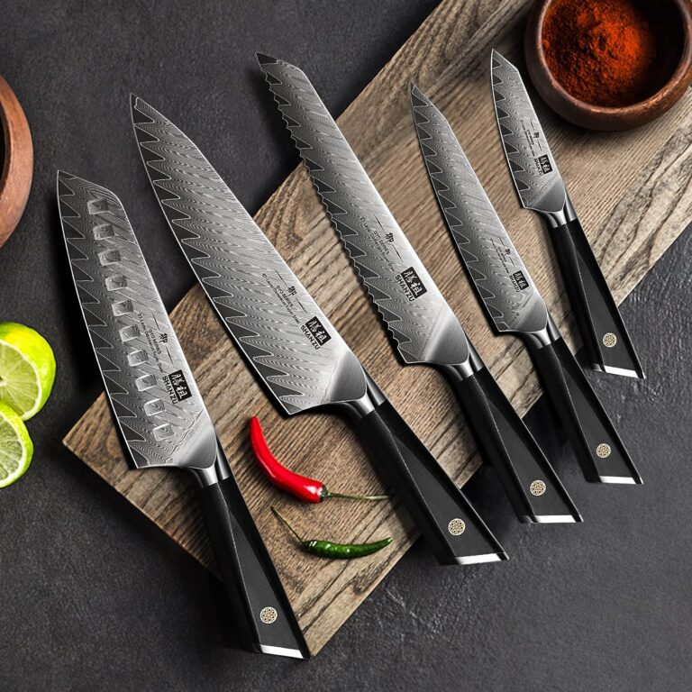 SHAN-ZU 7-Piece Professional Damascus Kitchen Knife Set