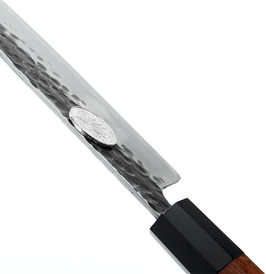 MITSUMOTO SAKARI 7 inch Japanese Nakiri Chef Knife, High Carbon Stainless Steel Vegetable Kitchen Knife, Hand Forged Professional Multipurpose Asian Chef Knife (Rosewood Handle  Gift Box)