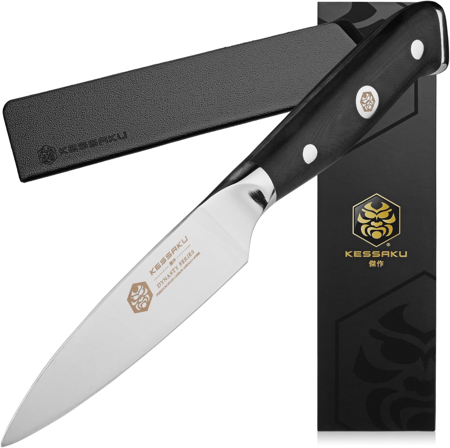 KESSAKU Utility Knife - 5 inch - Dynasty Series - Razor Sharp Kitchen Knife - Forged ThyssenKrupp German High Carbon Stainless Steel - G10 Garolite Handle with Blade Guard