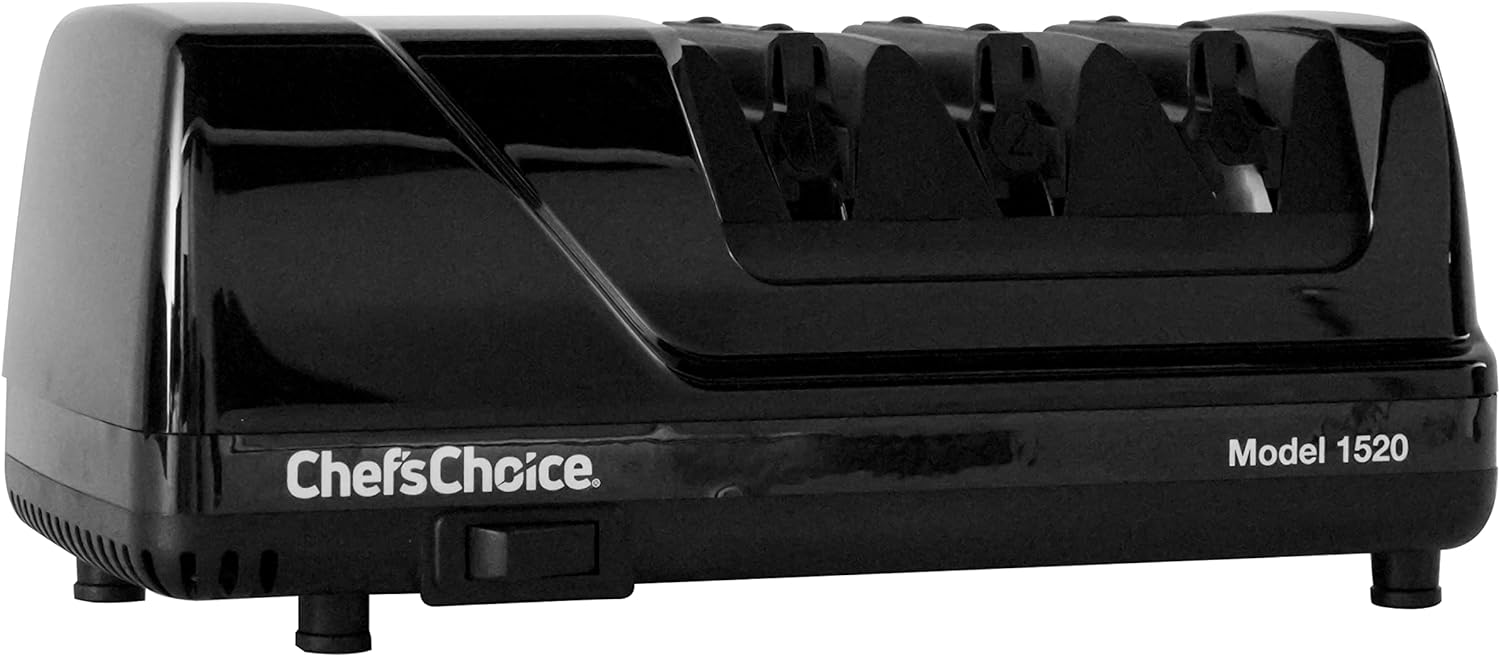 Chef’sChoice 1520 Electric Knife Sharpener for Straight Edge and Serrated Knives, 3-Stage, Black