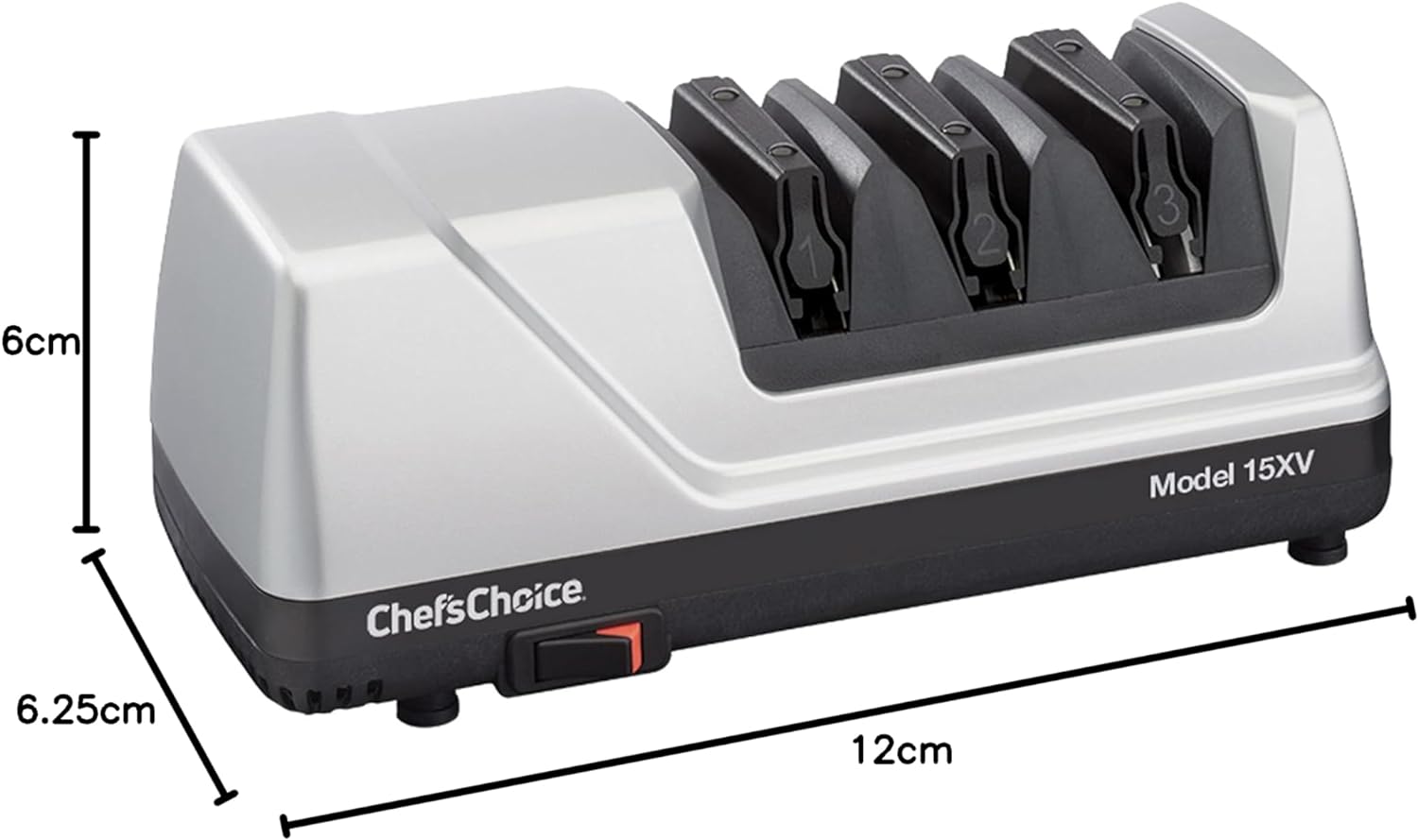 Chef’sChoice 15XV Professional Electric Knife Sharpener with 100-Percent Diamond Abrasives and Precision Angle Guides for Straight Edge and Serrated Knives, 3-Stage, Metallic