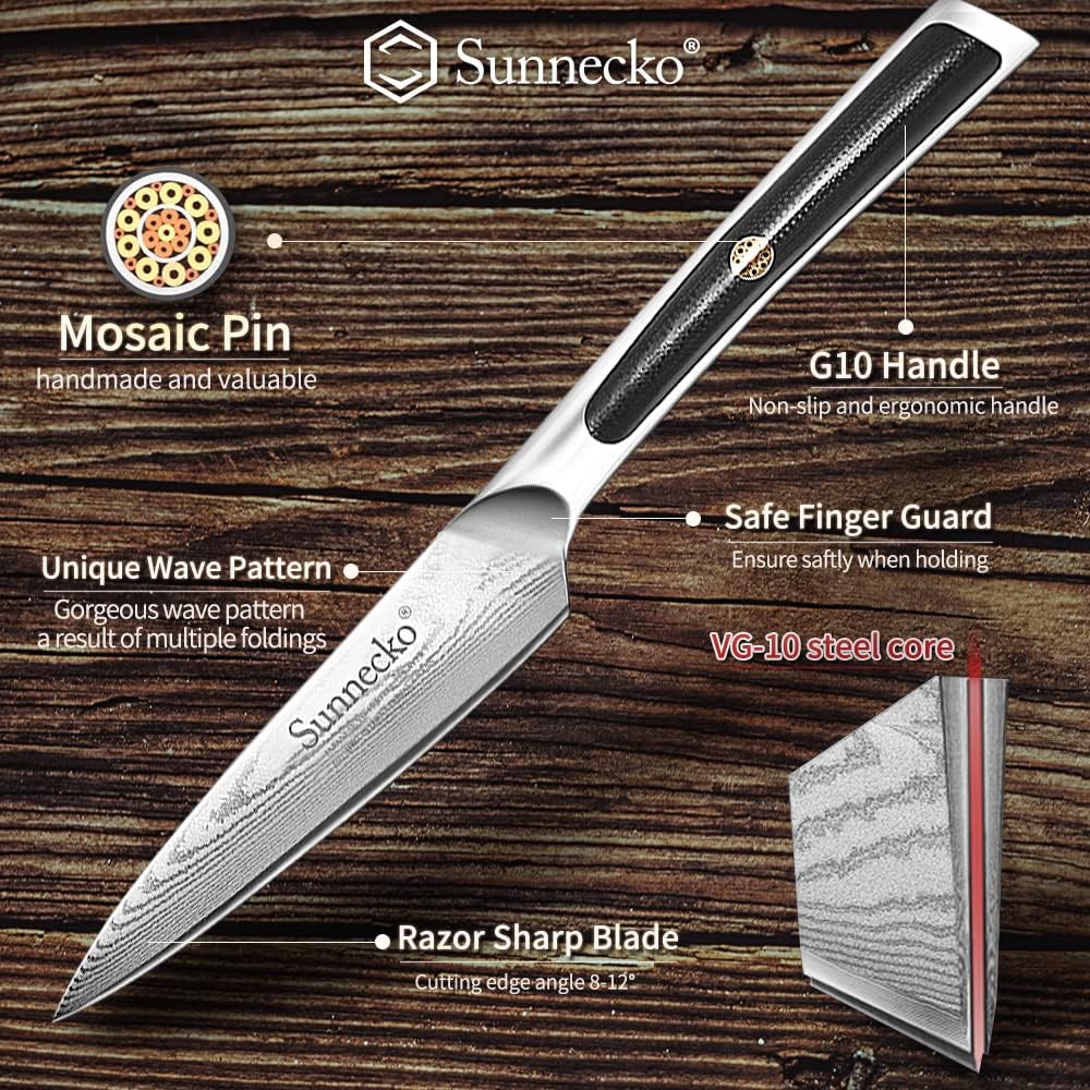 Sunnecko Cleaver Knife 7 inch, Chopping Knife with 73-layer Damascus Steel VG10 Blade Kitchen Knife, Chinese Chef Knife with G10 Handle Cutting Knife with Gift Box