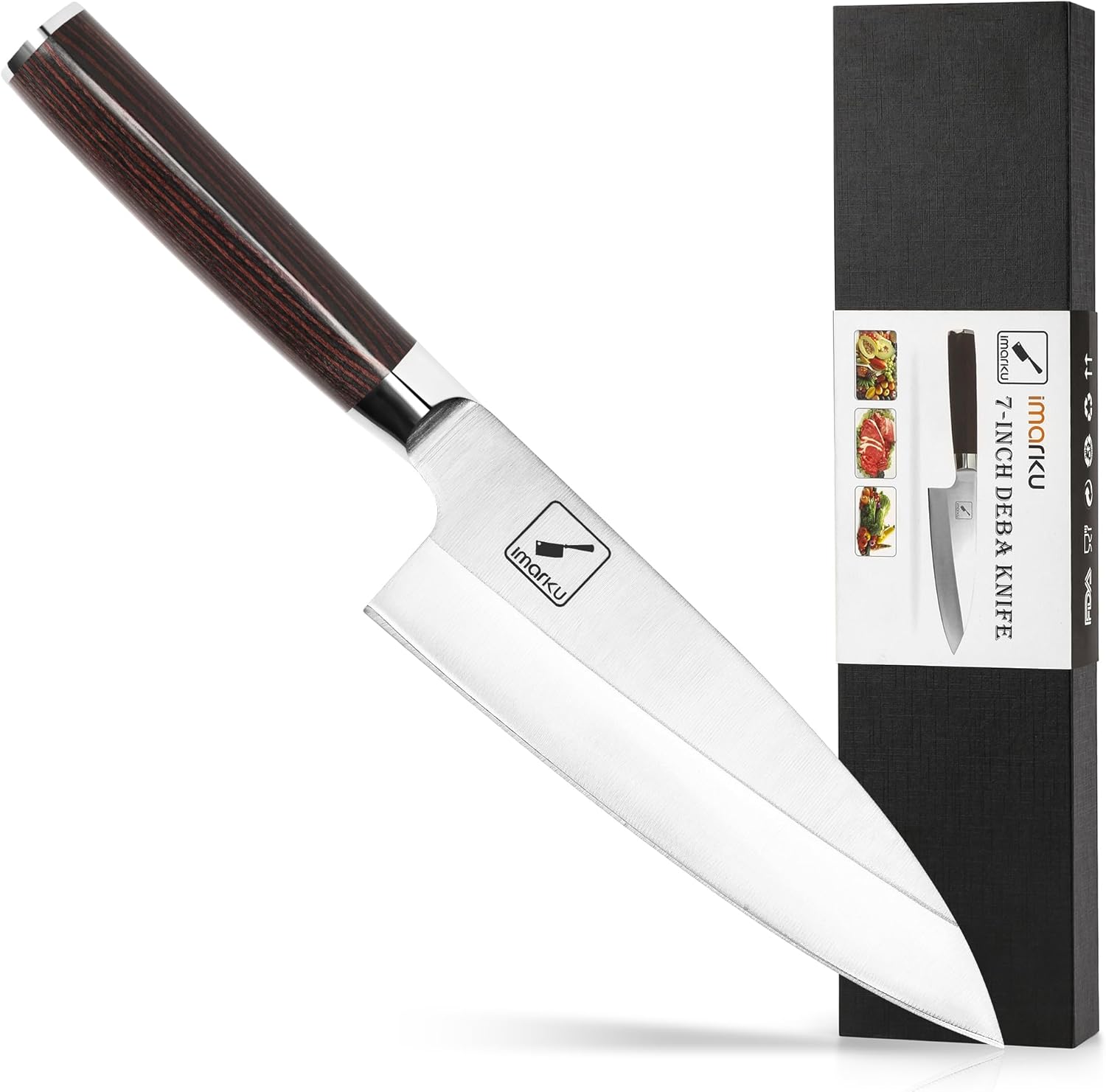 imarku 7-inch Deba Knife, Ultra Sharp Sushi Knife, Ultimate Japanese Kitchen Knife with Stainless Steel Single Bevel, Fish Fillet Knife for Fish Cutting with Ergonomic Handle, Best Christmas Gifts