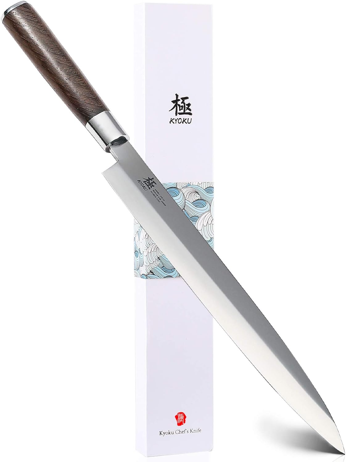 KYOKU Samurai Series - 10.5 Yanagiba Knife Japanese Sushi Sashimi Knives - Superior Japanese Steel - Wenge Wood Handle - with Case