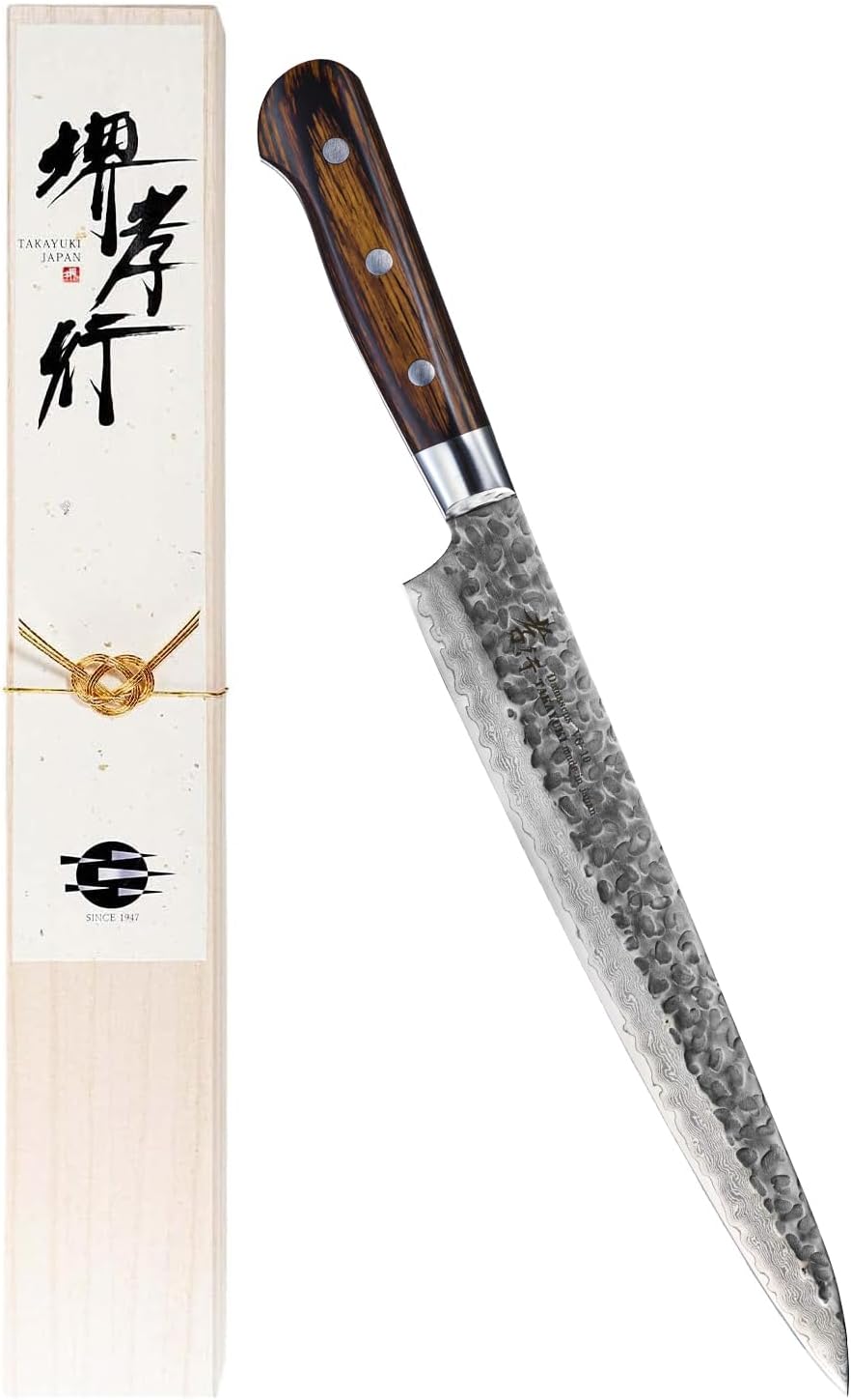 Sakai Takayuki 【The knife brand favored by Japanese chefs】 Damascus Sushi Knife Sashimi Knife slicing knife Japanese Knife 9.5 inch (MPN DS240)