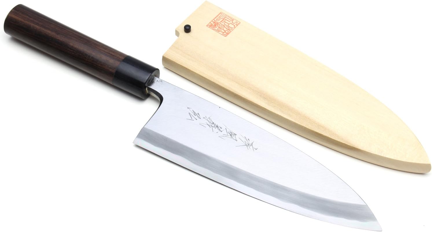 Yoshihiro Shiroko High Carbon Steel Kasumi Deba Shitan Handle Japanese Fillet Butcher Chefs Knife 6 Inch(150mm)