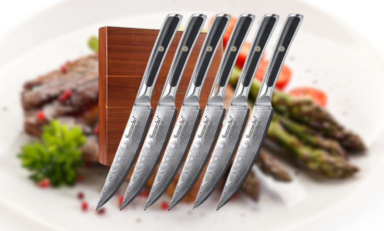 Sunnecko Damascus 6pc Steak Knife Set