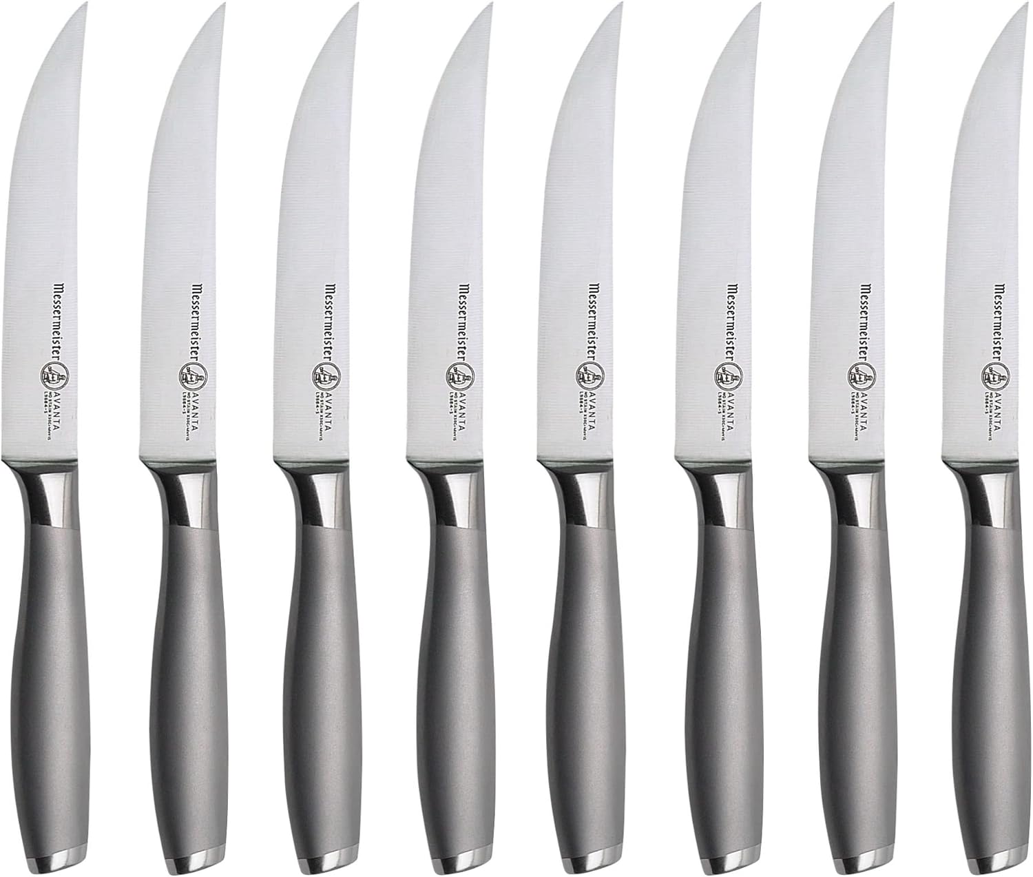 Messermeister Avanta 5” Fine Edge Steak Knife Set - German X50 Stainless Steel - Rust Resistant  Easy to Maintain - Includes 4 Steak Knives