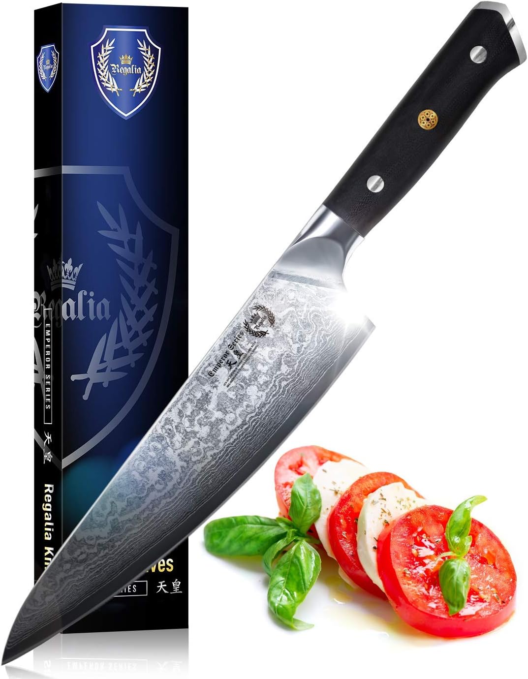 Regalia Chef Knife: Best Professional Quality Japanese Damascus Gyuto 8 Inch AUS10 Super Steel 67 Layer, Razor Sharp, Superb Edge Retention, Stain  Corrosion Resistant Chefs Knives