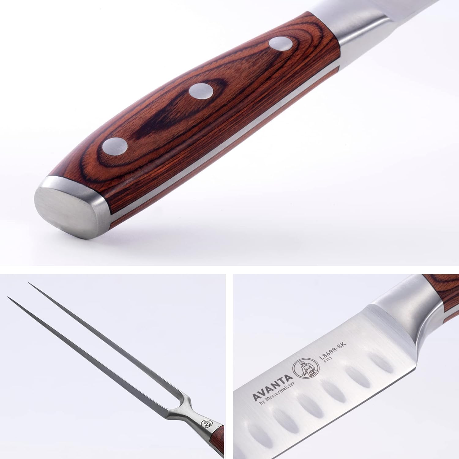 Messermeister Avanta Kullenschliff Carving Set - Includes 8” Carving  Slicing Knife + 7” Fork - German X50 Stainless Steel - Rust Resistant  Easy to Maintain