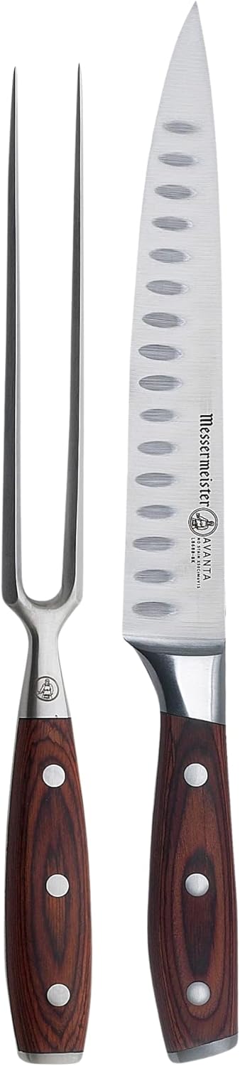 Messermeister Avanta Kullenschliff Carving Set - Includes 8” Carving  Slicing Knife + 7” Fork - German X50 Stainless Steel - Rust Resistant  Easy to Maintain