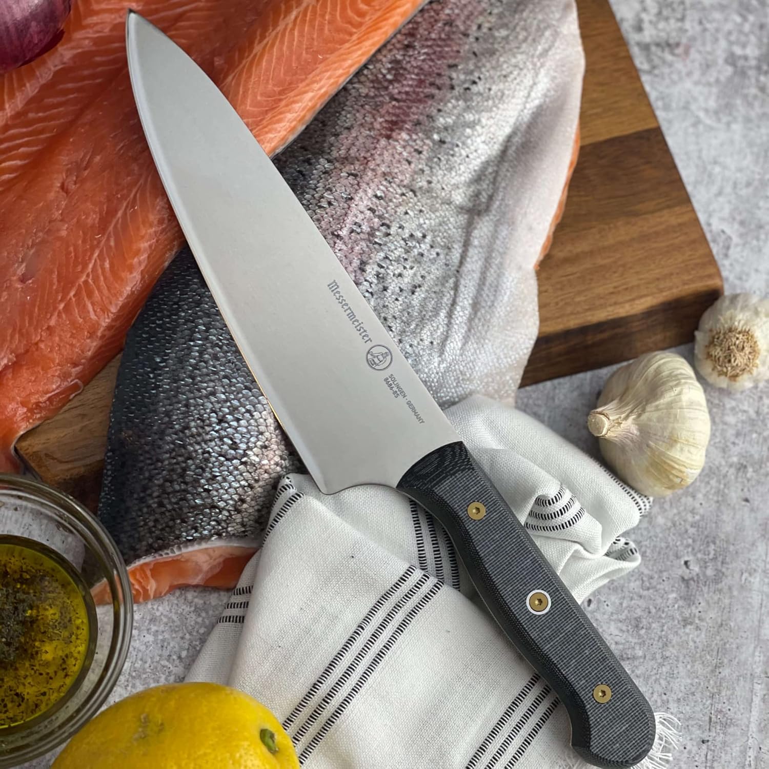 Messermeister Custom 8” Chef’s Knife - X50 German Stainless Steel - Rust Resistant  Easy to Maintain - Made in Solingen, Germany