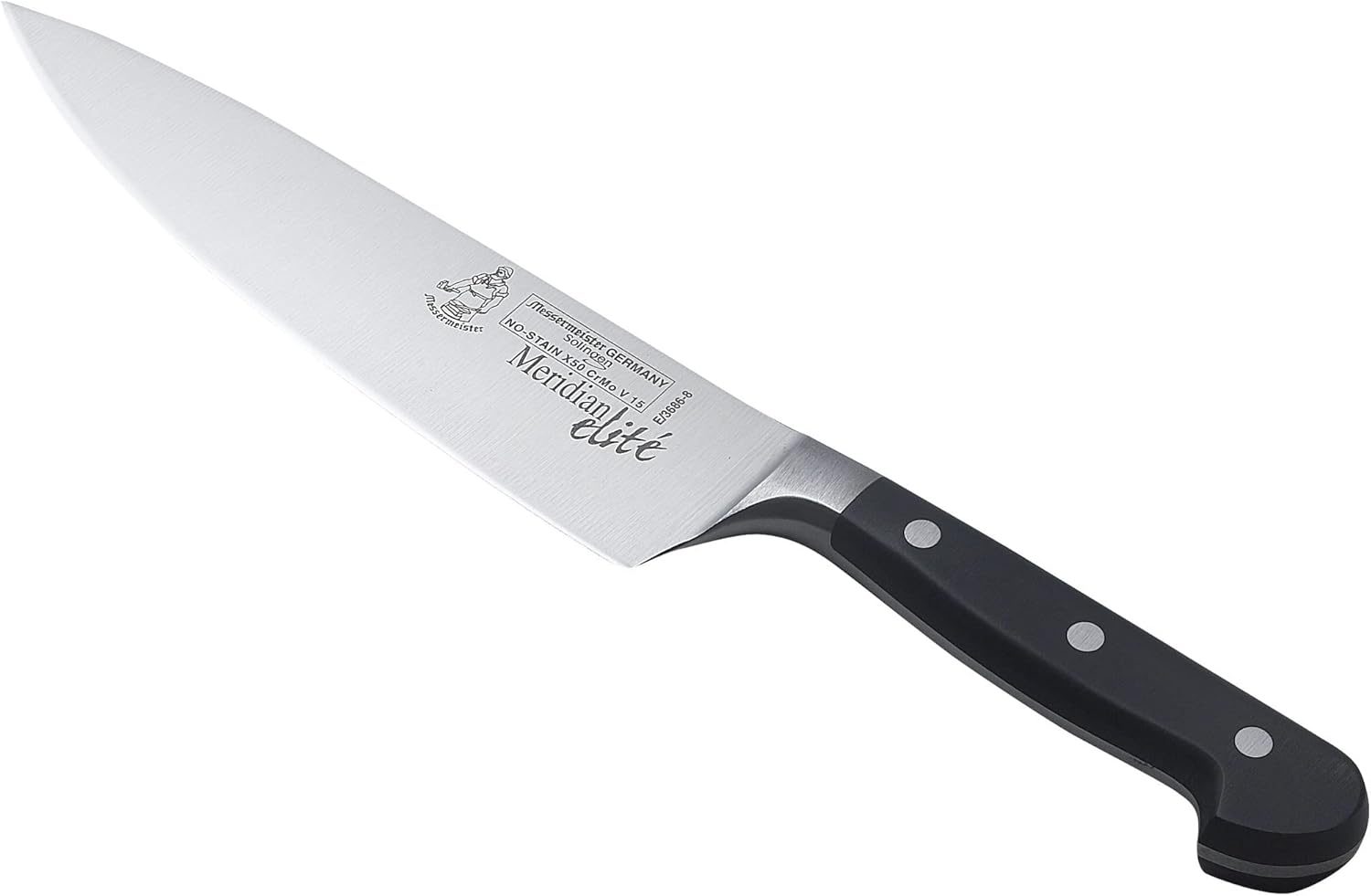 Messermeister Meridian Elite 8” Traditional Chef’s Knife - Fine German Steel Alloy Blade - Rust Resistant  Easy to Maintain