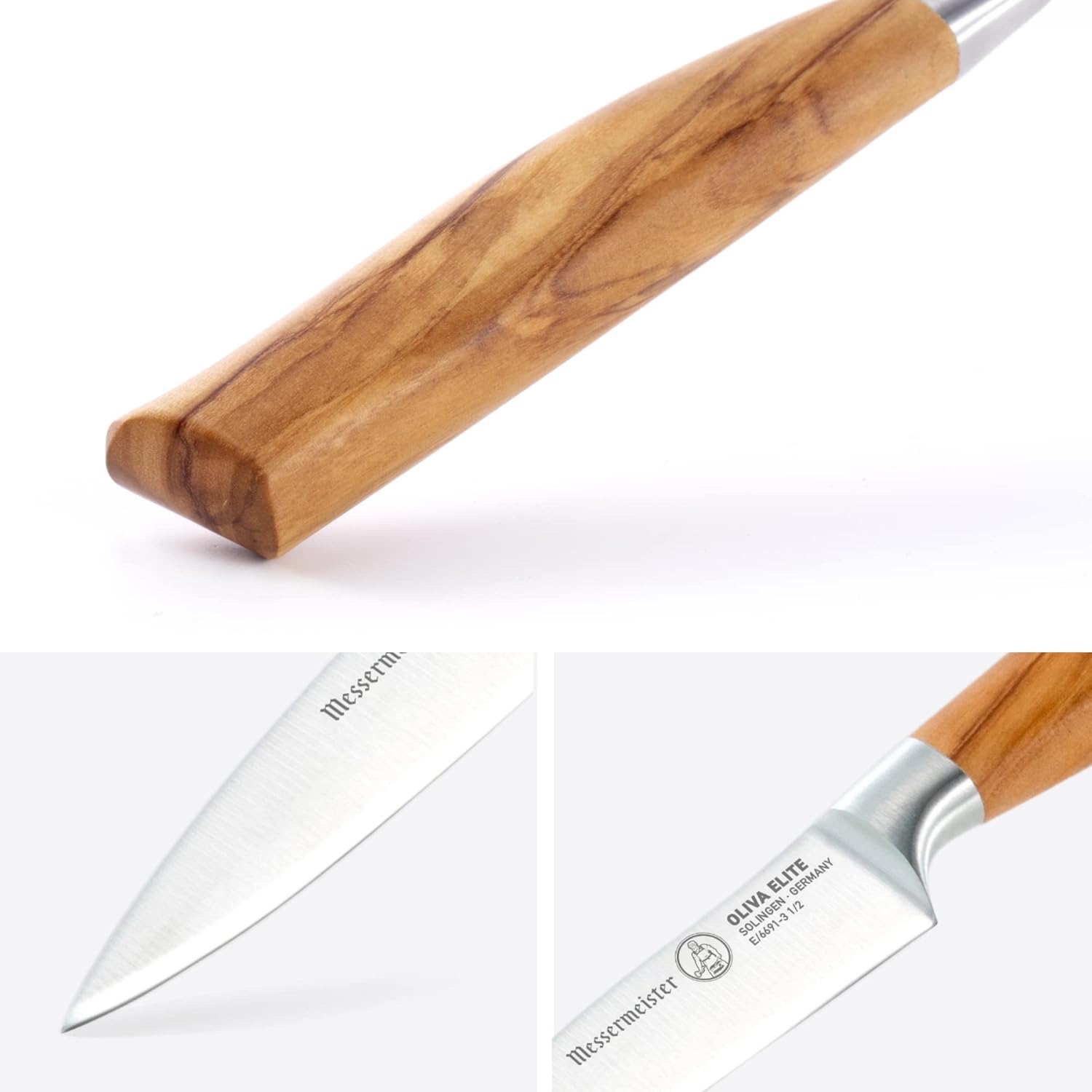 Messermeister Oliva Elite 3.5” Paring Knife - Fine German Steel Alloy Blade  Natural Mediterranean Olive Wood Handle - Rust Resistant  Easy to Maintain