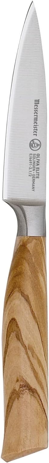 Messermeister Oliva Elite 3.5” Paring Knife - Fine German Steel Alloy Blade  Natural Mediterranean Olive Wood Handle - Rust Resistant  Easy to Maintain